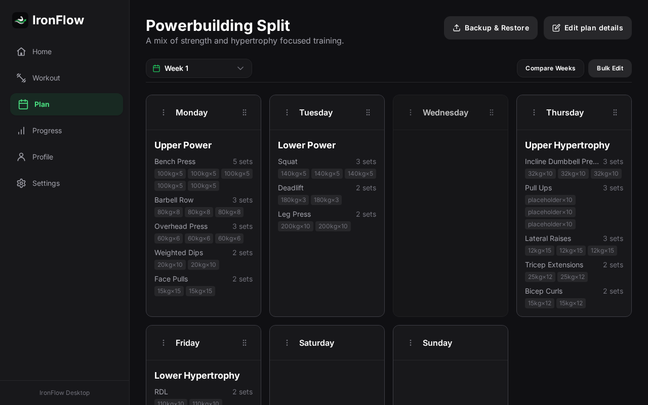 Desktop plan editor view