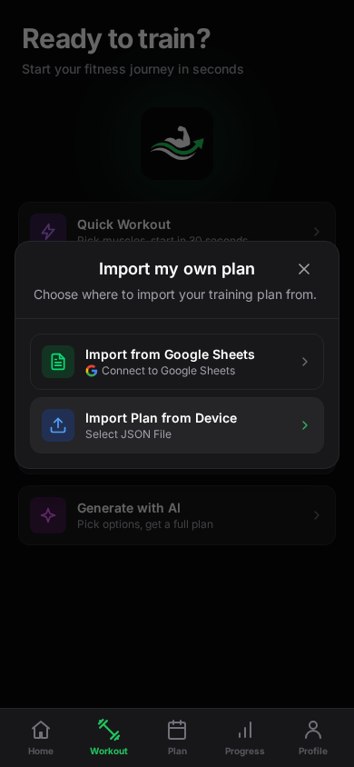 Mobile import options